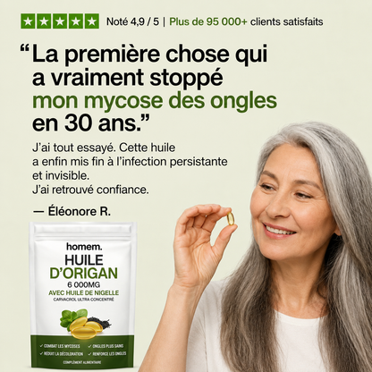 Huile d'origan & de cumin noir - Aide à combattre les mycoses des ongles