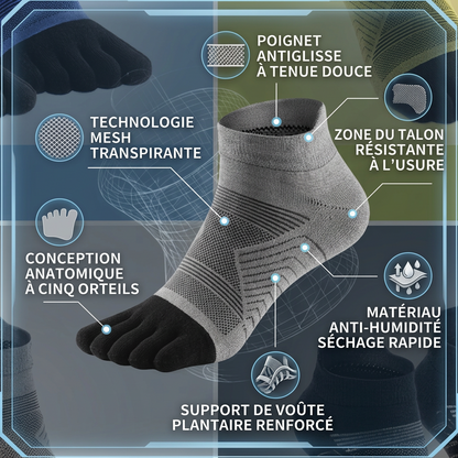 Chaussettes Sportives 5-Orteils en laine de mérino