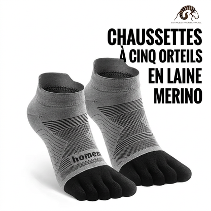 Chaussettes Sportives 5-Orteils en laine de mérino