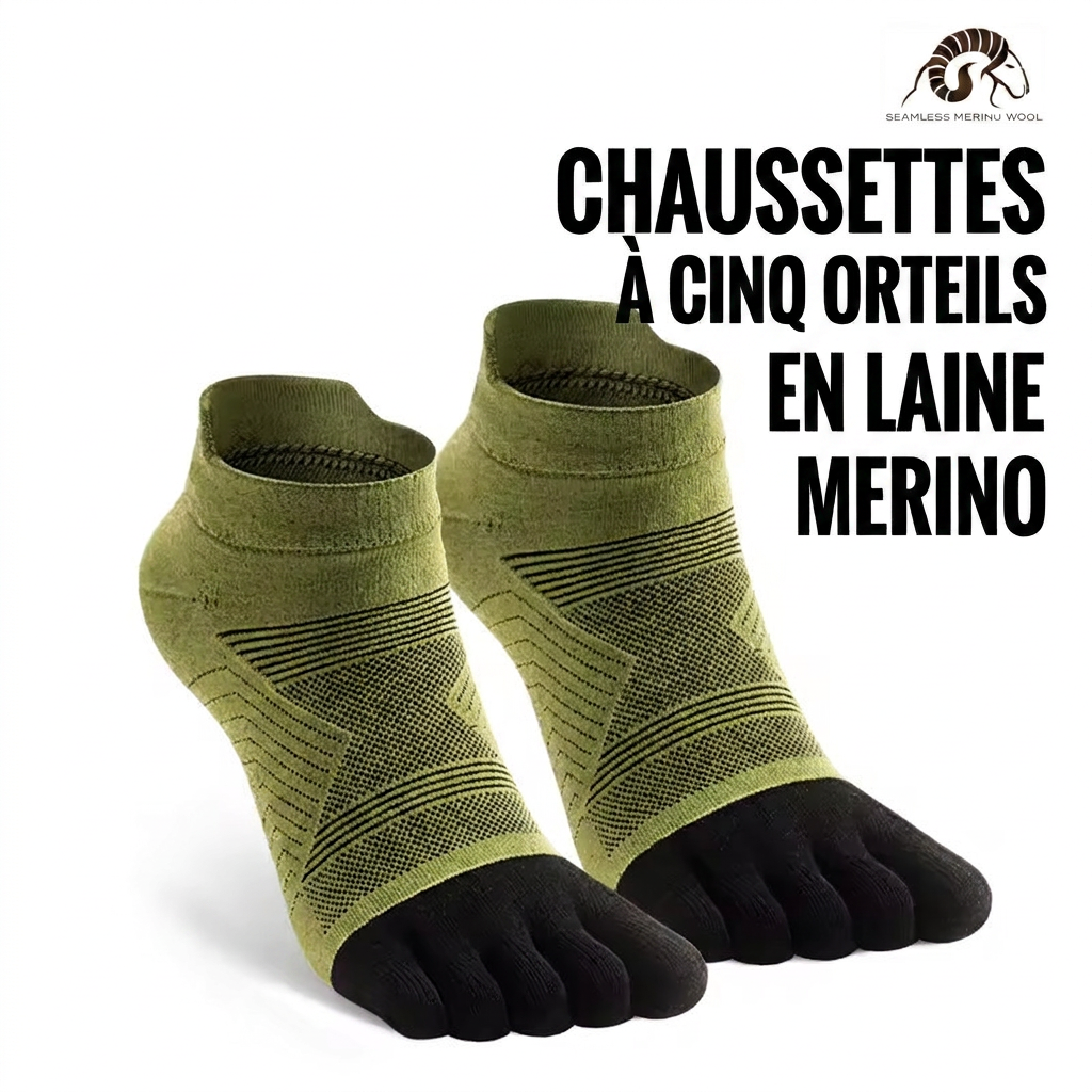 Chaussettes Sportives 5-Orteils en laine de mérino