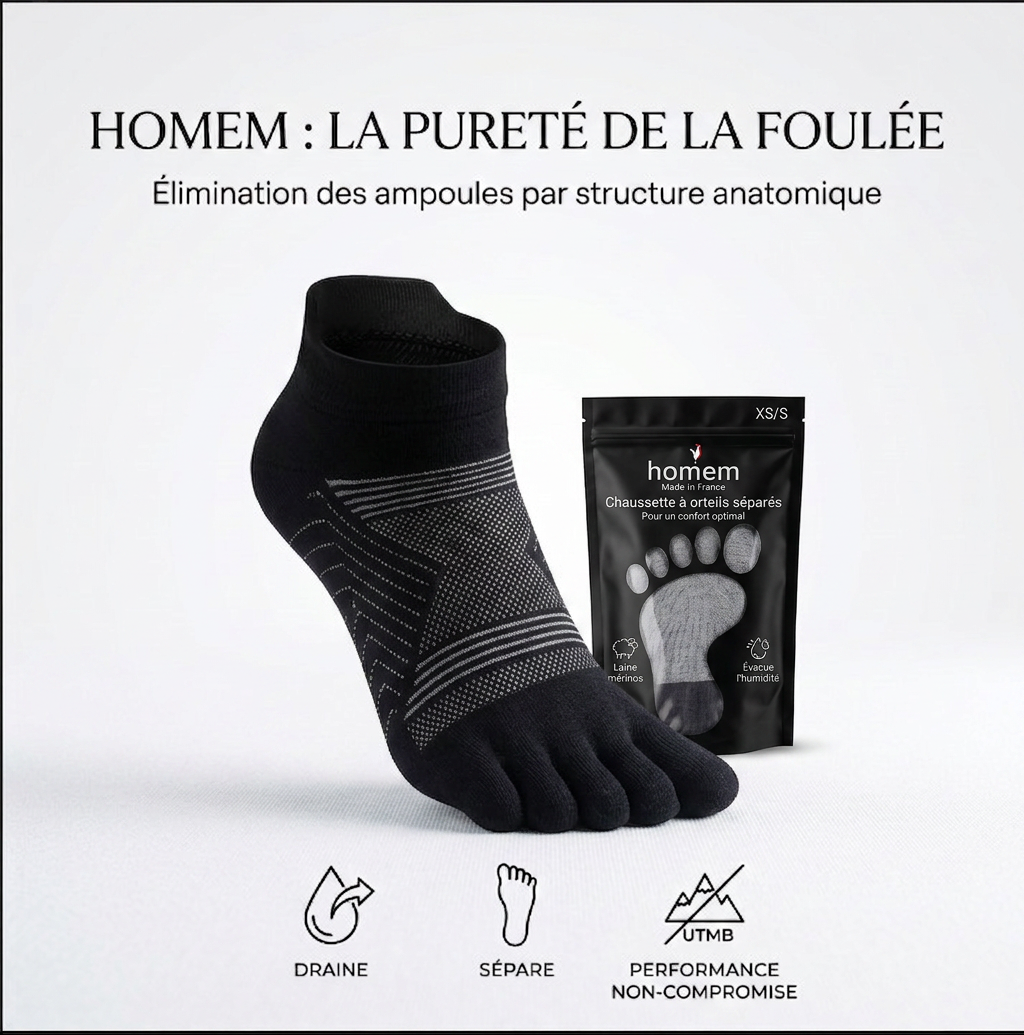 Chaussettes Sportives 5-Orteils en laine de mérino